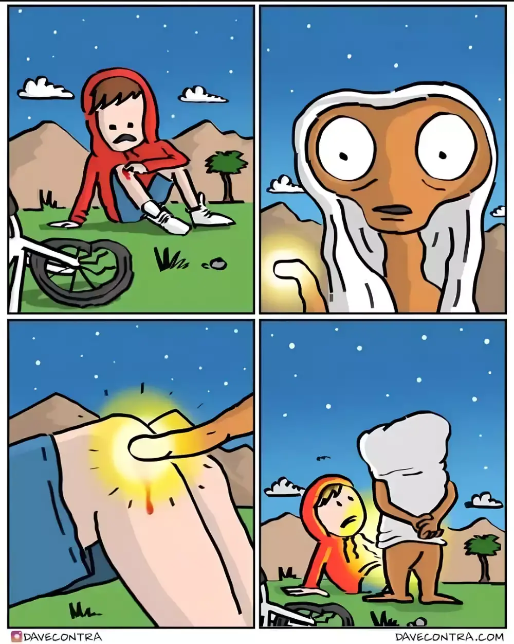 Et extraterrestre humour chute velo
